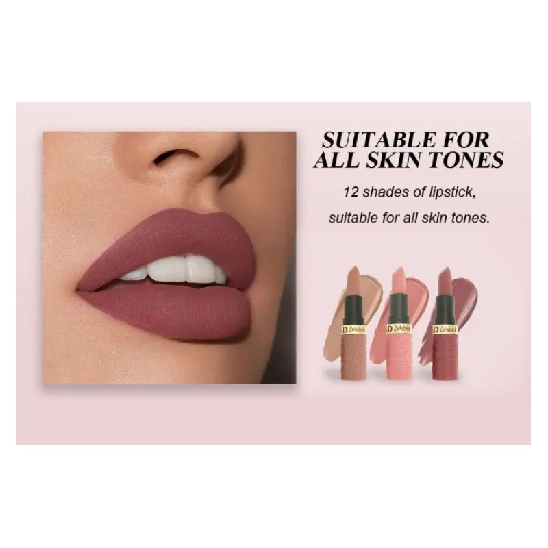 Set 6 Labiales Mate Marrón Rojo Larga Duración W