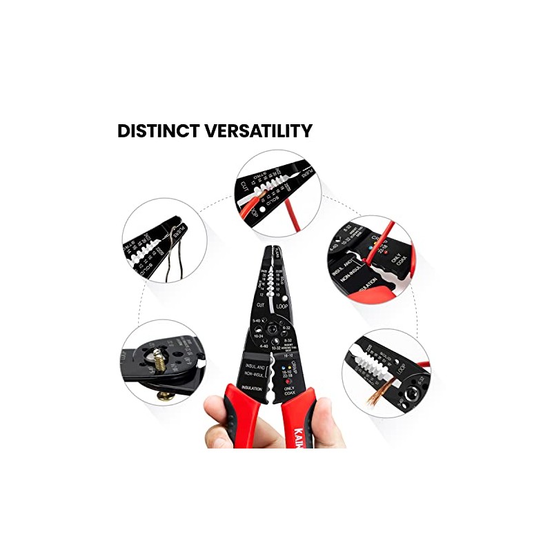 KAIWEETS - Pelacables pelacables (10-22 AWG) para pelar cables, herramienta