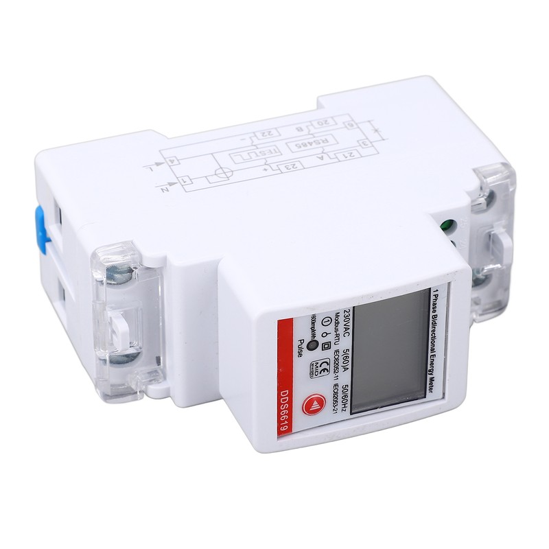 Single Phase Energy Meter Bidirectional Metering 2P DIN Rail Mount
