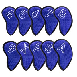 10Pcs Large Number Embroidery Golf Iron Headcovers One-side Number Iron Club Head Cover Set #4-9,P,A,S,X Right Hand RH Cover