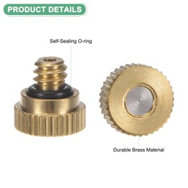 M METERXITY 5-Pack Brass Misting Nozzle, 0.004" 0.1mm Orifice 10/24 UNC O-Ring Replacement Mister Nozzles Plug Mister Heads for Garden Patio Outdoor Cooling System Low-Pressure Atomizing
