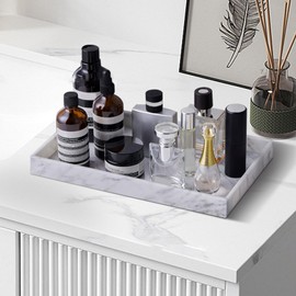 Bandeja de Baño para Mostrador, Bandeja de Tocador de Silicona para Baño, Bandeja Rectangular para Lavabo, Bandeja de Almacenamiento para Tocador, Bandeja Organizadora de Joyas (S)