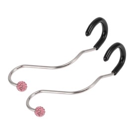 HEROFFIX Pack of 2 for Purses and Bags, Umbrella etc. Car Headrest Hooks Heavy Duty Car Back Seat Organiser Hooks Pink Rhinestones 11.5cm x 3.2cm