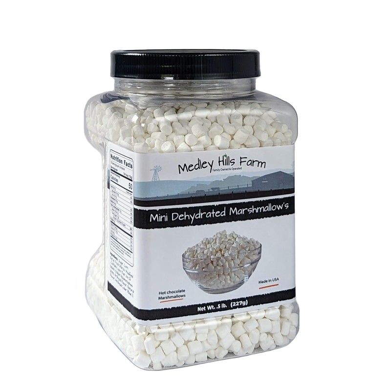 Vanilla mini dehydrated marshmallows in Reusable Container by Medley hills