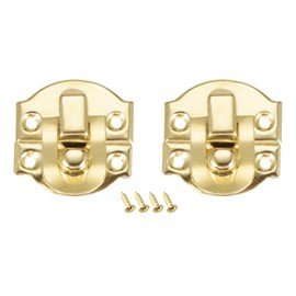 QUARKZMAN 21 x 20 mm Retro Box Lock x 2 Pieces Retro Small Size Decorative Buckle Clip with Mounting Screws for Tool Box Case [Golden]