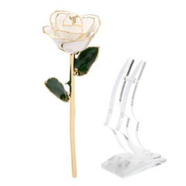 24K Gold Plated Rose with Stand Gold Dipped Rose Flower Decoration for Valentine's Day and Anniversary