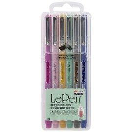 UCHIDA UCHIDA Le Pen Retro Colors 6 Piece Set, 0.3mm point