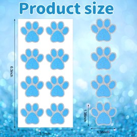 Blulu 25 Sheets 200 Pcs Dog Paw Glitter Tattoo Sticker Paw Print Tattoos Temporary Sparkly Small Stickers Removable Dog Stickers for Women Face Body School Home Art Craft Party Supplies(Blue)