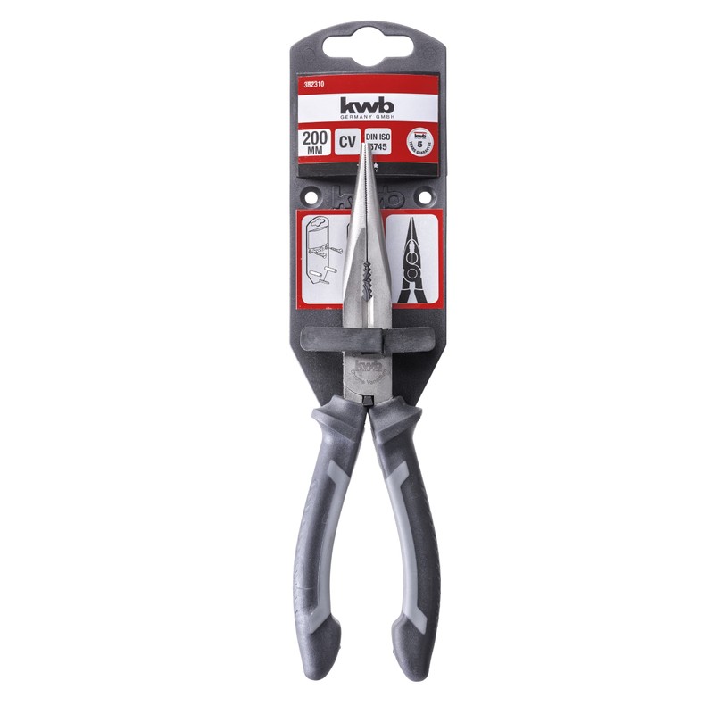 KWB Needle Nose Pliers 200 mm Straight Cutting Edges Hardened,