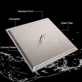 HarJue Shower Head with Extension Arm, High Pressure Square with ShowerArm, Stainless Steel Rainfall-Waterfall Full Body Coverage (10'' Shower with 16'' Arm, Brushed Nickel)