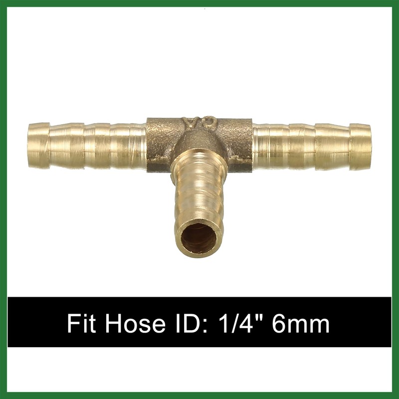 Motoforti 5pcs 1/4" 6mm Hose ID Brass Barb Hose Fitting