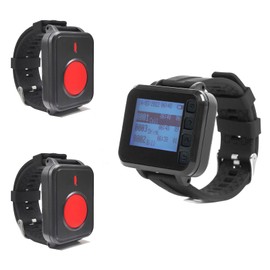 Call Bell for Patients Alert Button for Seniors at Home caregiver call pager for Home/Elderly Monitoring/Patient/Disabled Wireless Nurse Alert System 1pc Wrist Pager + 2 Wrist Call Button elderly gift