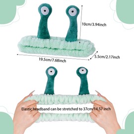 SUMERSHA Cute Snail Headband Spa Face Wash Hairband Cute Cartoon Coral Fleece Elastic Headband Hair Accessory for Washing Face Shower Makeup Skincare