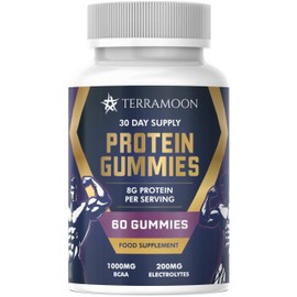 Protein Gummies, 8g Protein Per Serving, 60 Gummies, 30-Day Supply with BCAA and Electrolytes