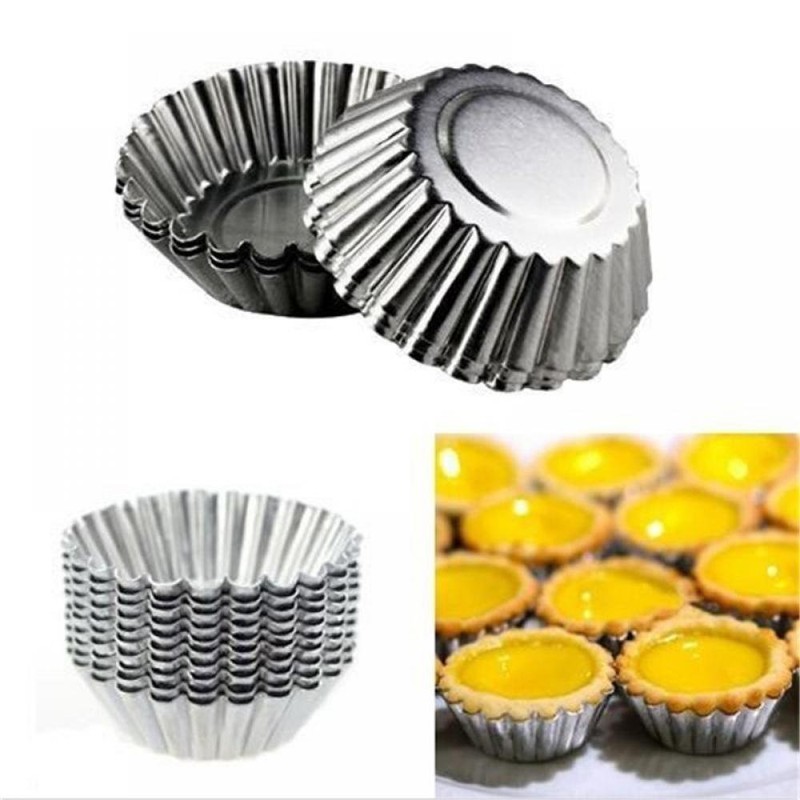NNon-Stick Egg Tart Molds, Carbon Steel Mini Baking Cup, Reusable