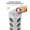 TESSAN Mehrfachsteckdose Überspannungsschutz 3600W 16A, 12 Fach Steckdosenleiste mit USB