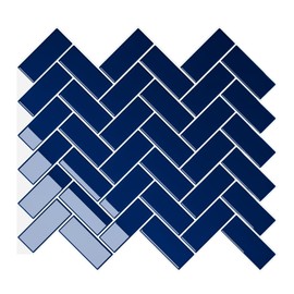 VEELIKE Royal Blue Herringbone Peel and Stick Backsplash for Kitchen Back Splashes Stick on Tile for Bathroom Fireplace 24 Sheets Waterproof Blue Wall Tiles Removable Backsplash for Renters 12''x12''