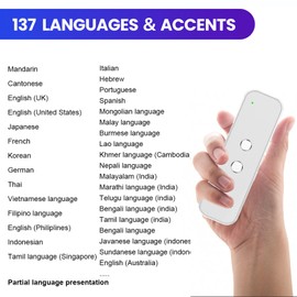 Instant Language Translator Device, Real-time Two Way Language Translator, Ai Voice Translator Device in 137 Languages, Mini Pocket Translator for Learning Travel and Business Communications