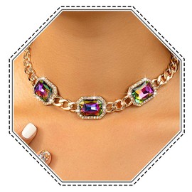 Jovono Rhinestone Choker Necklace Gold Diamond Row Necklaces Sparkly Crystal Neck Chain Party Accessories for Women