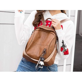 AINUOEY Women's Mini 73504-Parent Rucksack Bag Pack for Women Mini, Mass Production Type, Adult Backpack, Fashion, 1 Piece Set, Tan