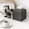 Square Leather Tissue Box with Bottom Strap PU Leather Modern