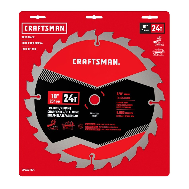 CRAFTSMAN 10 Inch 24T Framing/Ripping Carbide Miter/Table Saw Blade (CMAS21024)