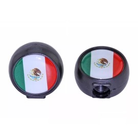F&R BICYCLE FLAT MEXICAN FLAG VALVE STYLE CAPS IN WHITE/RED/BLUE FOR SCHRADER VALVE.