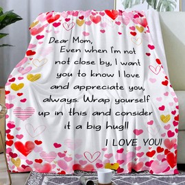 Gifts for Mom Blanket,Mom Heart Blanket Gifts from Daughter Son,Mom Birthday Gifts,I Love You Mother Gift Ideas,Super Warm Soft Flannel Throw Blanket 60"x50"