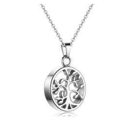Jovivi Tree of Life Urn Necklaces Urn Necklaces Tree of Life Urn Pendant Necklace for Ashes Memorial Chain for Filling Ash Amulet Memorial Jewellery Keepsake Jewellery for Men and Women, Stainless