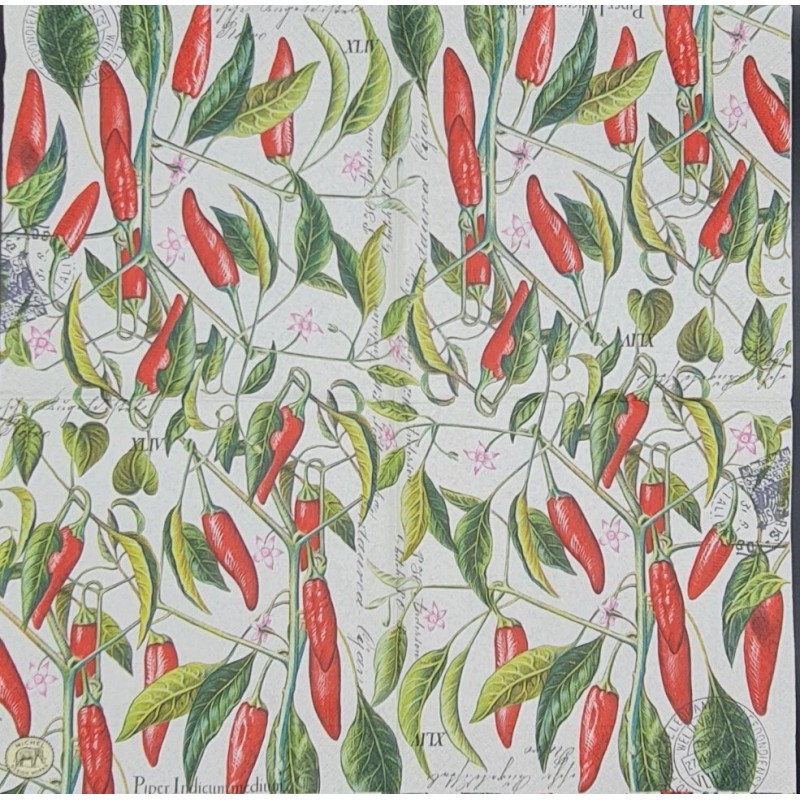 TWO Individual Napkins Chili Pepper Lunch Decoupage (597)