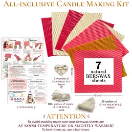 Beeswax Candle Making Kit for Women - Floral Themed DIY Candle Rolling Kit for Beginners, Pretty Flower Candles Craft - Great Gift for Mothers or Mom with Kids
