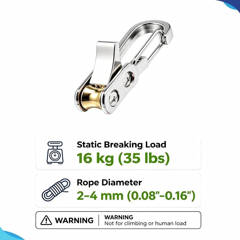Rope Roller Stainless Steel Cam Buckle Tightener 6 Pack