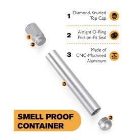 SafeDelux Premium Metal Airtight Tube – King Size Paper Storage Container, Waterproof Pocket Case, Travel Organizer & Airtight Aluminum Storage Solution (Black&Silver)