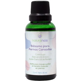 Naturalness - Aceite para masaje corporal "Piernas Cansadas"- Tamaño 30ml - Ayuda a disminuir molestias causadas por varices, rigidez muscular, o un masaje relajante.