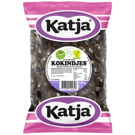 Katja Kokindjes Soft Lightly Salted Dutch Black Licorice Buttons 500 Grams/17.6 Ounces Pack of 2