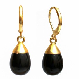 Gempires Golden Obsidian Teardrop Dangle Earrings, Crystal Gemstone Jewelry, Hypoallergenic 14k Yellow Gold Plated Leverback, Everyday Wear, Gift for Mom, Wife, friend