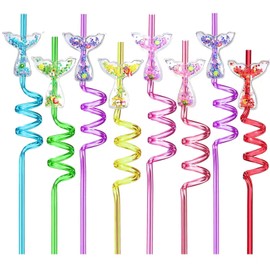 Generic 24 Glitter Mermaid Party Favors Mermaid Tail Drinking Straws for Mermaid Birthday Party Supplies
