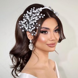 JHOO Wedding Silver Rhinestone Headband Bridal Rhinestone Hair Accessories Crystal Headpiece Bridal Party Crystal Hair Bands (Silver, One Size) HP804-silver
