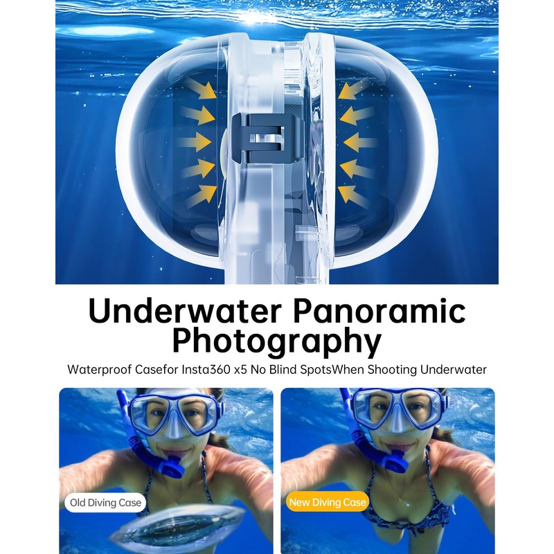 LHPHEIX 60M Dive Case for Insta360 X5,Invisible Waterproof Case,360° Fully
