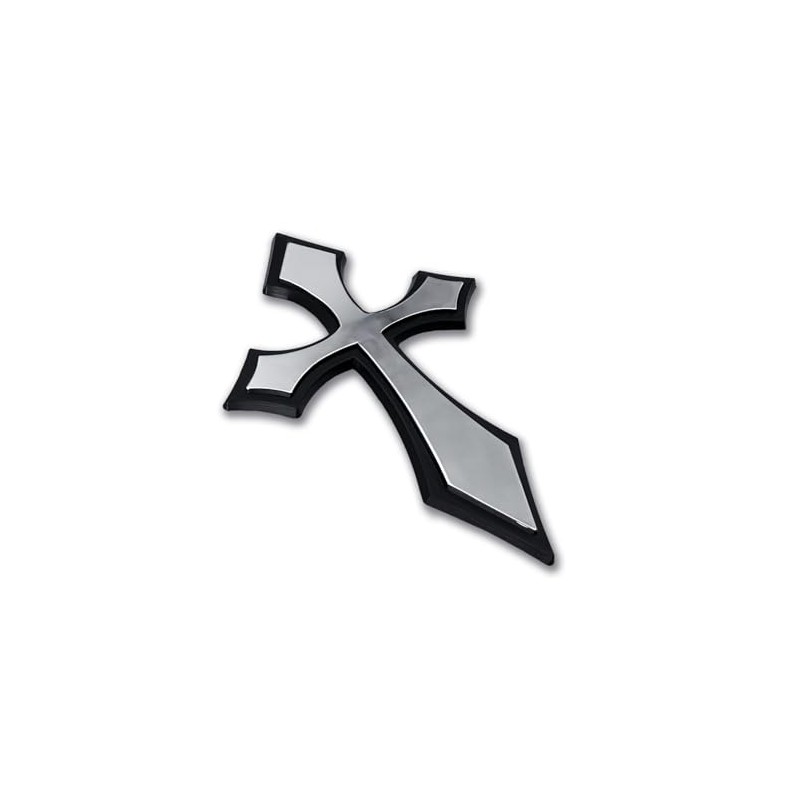 Christian Cross Pointed Plastic Chrome Color Emblem for Cars, Trucks,