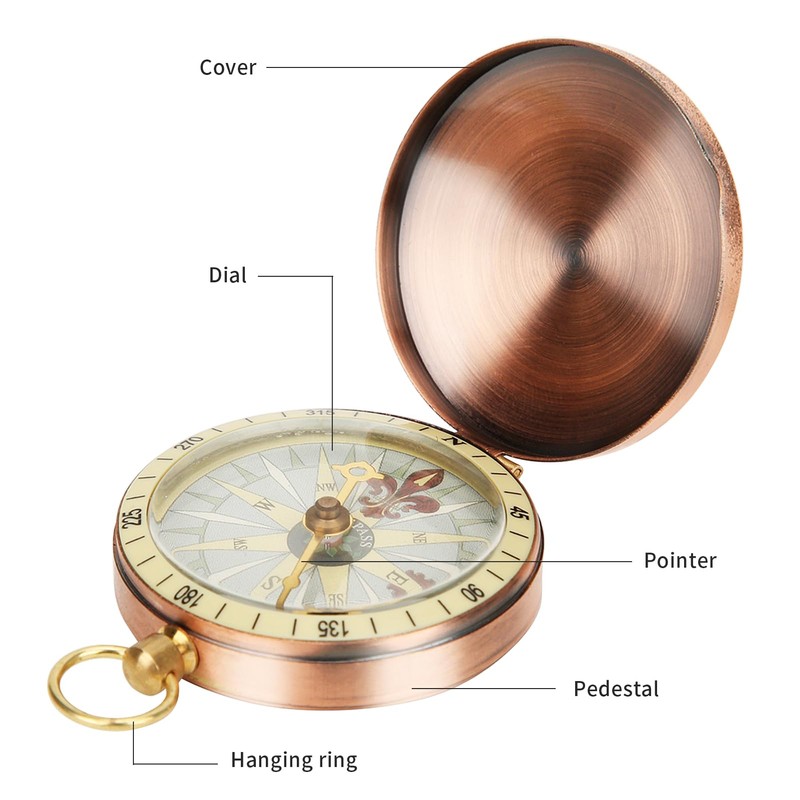 Metal Compass Pocket Watch Compass Portable Flip Compass with Hanging