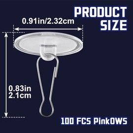 100 Pack Self-Adhesive Ceiling Hooks, Removable Transparent Sticky Ceiling Discs with Metal Hooks for Hanging, No-Drill Damage-Free Wall Hanger for Party, Wedding, Birthday, and Festival Decorations