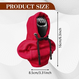 HQRNYP Gear Shift Hoodie, Gear Shift Cover, Mini Hoodie for Car Shifter, Universal Auto Interior Accessories Car Shifter Stick Protector Decoration for Most Vechicles (Red)