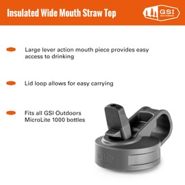 GSI Outdoors 67105 Insulated Wide Mouth Straw Top – Reusable Straw and Lid Set for Bottles