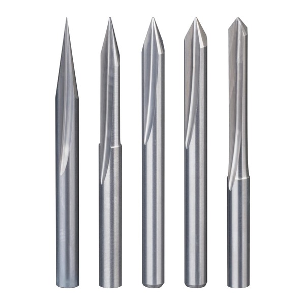 HUHAO 5pcs V Router Bits 20-90 Degree Engraving Bits 1/8