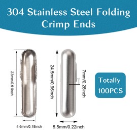 Craftdady 100Pcs Stainless Steel Elastic Cord Crimp Ends Half Cover Cord Ends Metal Barbs for Elastic String Barbed Cord Fastener Stopper Clip Crimp End Caps for Binding Webbing Hanging