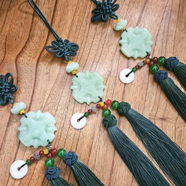 Traditional Korean Pendant Norigae - Elegant Jade Tassel Ornament Hanbok Representing Happiness Blessings