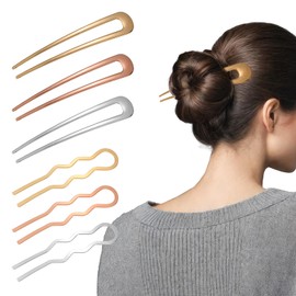 JIYIN Pack of 6 French Hair Pin, Large U Shaped Hair Pins, French Hair Pin, Hair Fork, Hair Clips, Metal Hair Pin for Women and Girls