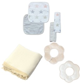 L.] Baby Shower Gift for Boys, For Those Who Like Simple Design, Bie, Baby Carrier Cover, Gauze Gift, Present Set, (bi + carrier strap cover + gauze blanket) set