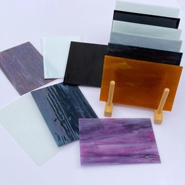 LITMIND 12 Sheets Stained Glass Variety Pack, 4 x 6 Inch Mosaic Glass Tiles for Crafts, Cathedral Glass, Art Glass for Stained Glass Making Projects, Assorted Colors and Patterns (Opaque)